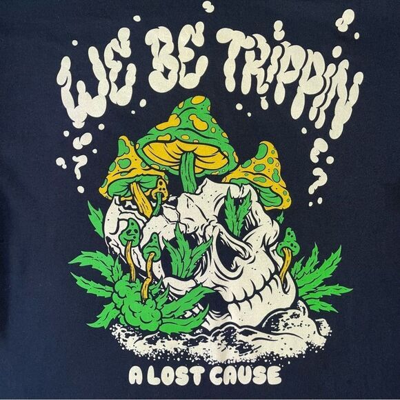 A Lost Cause We Be Trippin 420 Bud & Mushrooms Graphic Tee T-Shirt Size Large - Picture 9 of 11